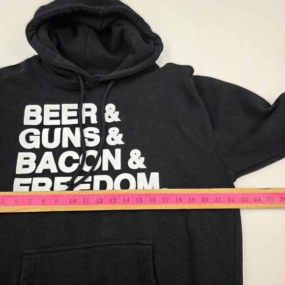 Independent Trading Co Mens L Black Graphic Hoodie Beer Bacon Guns Freedom USA - Picture 9 of 11